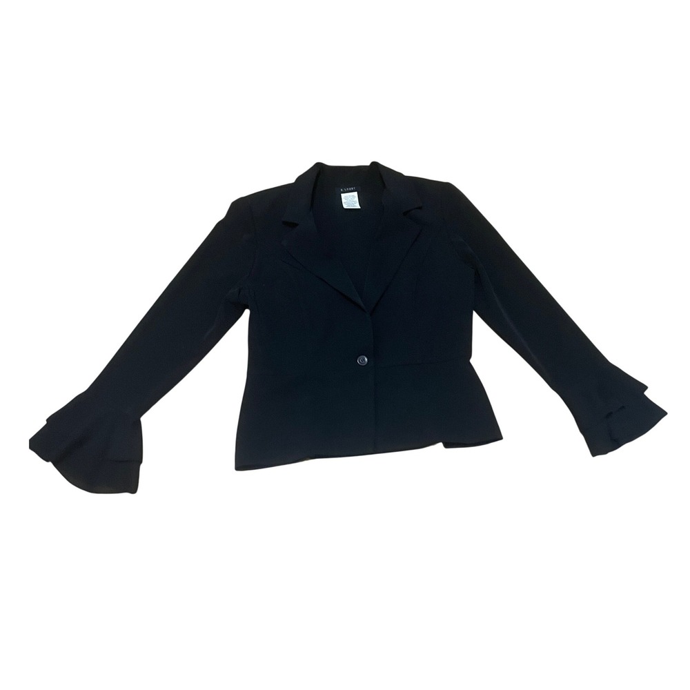 VTG B. Smart Women's 13/14 Black Tiered Bell Sleeve Single Button Blazer Jacket